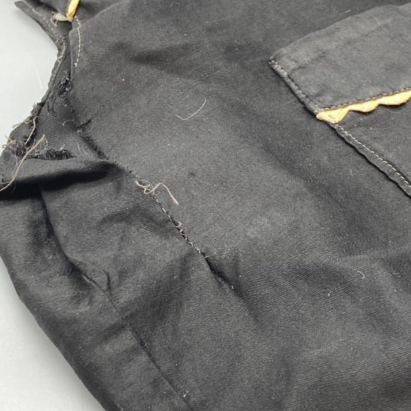 Antique Childs Black and White Silk Romper with Pockets and MOP Buttons - Picture 4 of 8